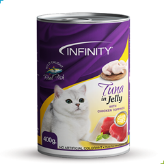 Infinity Wet Cat Food Adult – Tuna in Jelly with Chicken Toppings 400g