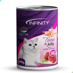 Infinity Wet Cat Food Adult – Tuna in Jelly with Shrimp Toppings 400g