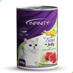 Infinity Wet Cat Food Adult – Tuna in Jelly with Vegetable Toppings 400g