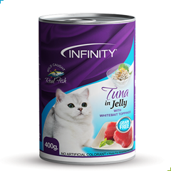 Infinity Wet Cat Food Adult – Tuna in Jelly with Whitebait Toppings 400g