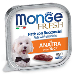 Monge Fresh Wet Dog Food – Pate and Chunkies with Duck / Anatra 100g