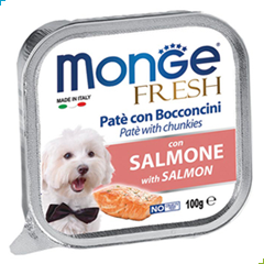 Monge Fresh Wet Dog Food – Pate and Chunkies with Salmon / Salmone 100g