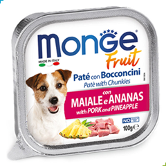 Monge Fruit Wet Dog Food – Pate and Chunkies with Pork and Pineapple 100g