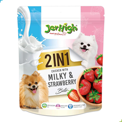 Jerhigh Dog Treat 2in1 Bite – Chicken with Milky & Strawberry – BIG PACK 380g