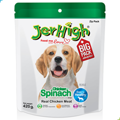 Jerhigh Dog Treat Healthy Formula – Spinach – BIG PACK 420g
