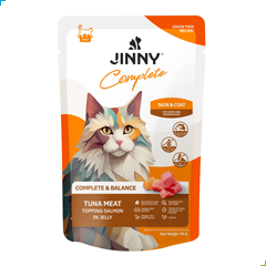 Jinny Complete Wet Cat Food – Tuna and Salmon in Jelly – Skin & Coat 70g