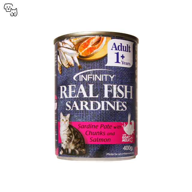 Infinity Wet Cat Food Adult – Sardine Pate with Chunks and Salmon 400g
