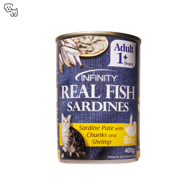 Infinity Wet Cat Food Adult – Sardine Pate with Chunks and Shrimp 400g