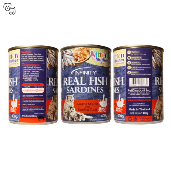 Infinity Wet Cat Food Kitten & Mother – Sardine Mousse with Smoked Tuna 400g