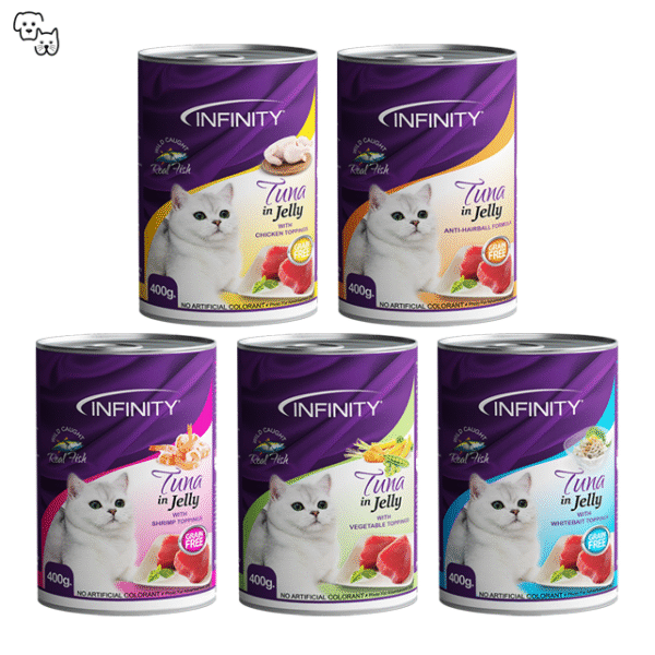 Infinity Wet Cat Food Adult – Tuna in Jelly with Whitebait Toppings 400g