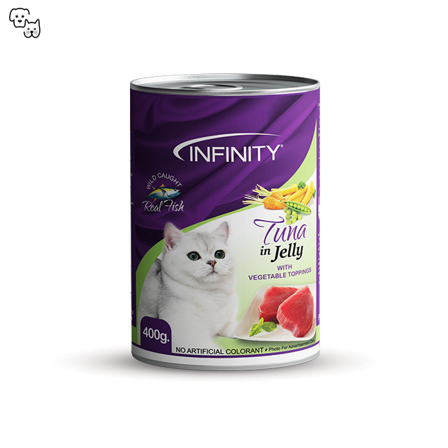Infinity Wet Cat Food Adult – Tuna in Jelly with Vegetable Toppings 400g