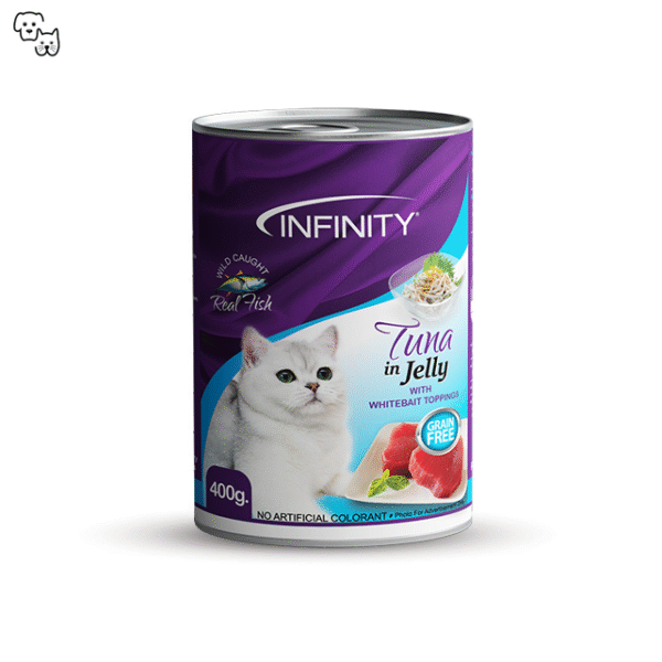 Infinity Wet Cat Food Adult – Tuna in Jelly with Whitebait Toppings 400g