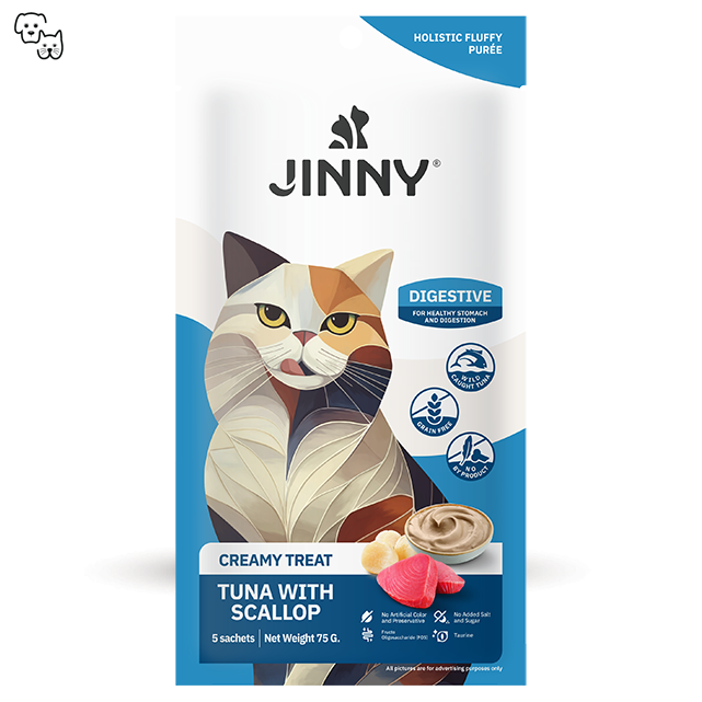 Jinny Creamy Cat Treat – Tuna with Scallop – Digestive 15g (5 sachets)