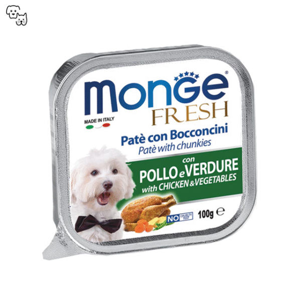 Monge Fresh Wet Dog Food – Pate and Chunkies with Chicken with Vegetables / Pollo e Verdure 100g