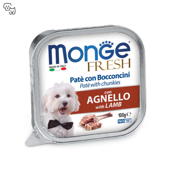 Monge Fresh Wet Dog Food – Pate and Chunkies with Lamb / Agnello 100g