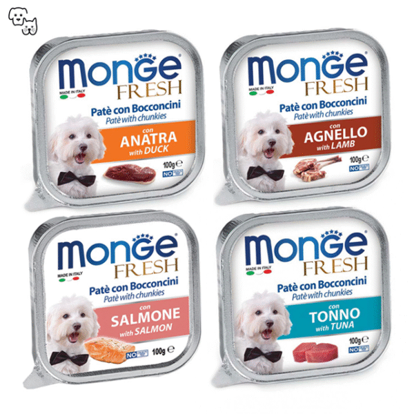 Monge Fresh Wet Dog Food – Pate and Chunkies with Salmon / Salmone 100g