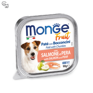 Monge Fruit Wet Dog Food – Pate and Chunkies with Salmon and Pear 100g
