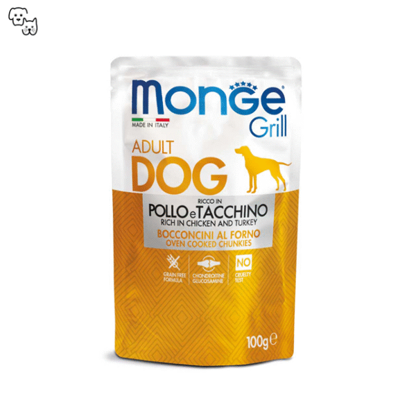 Monge Grill Adult Wet Dog Food – Chunkies – Chicken & Turkey 100g