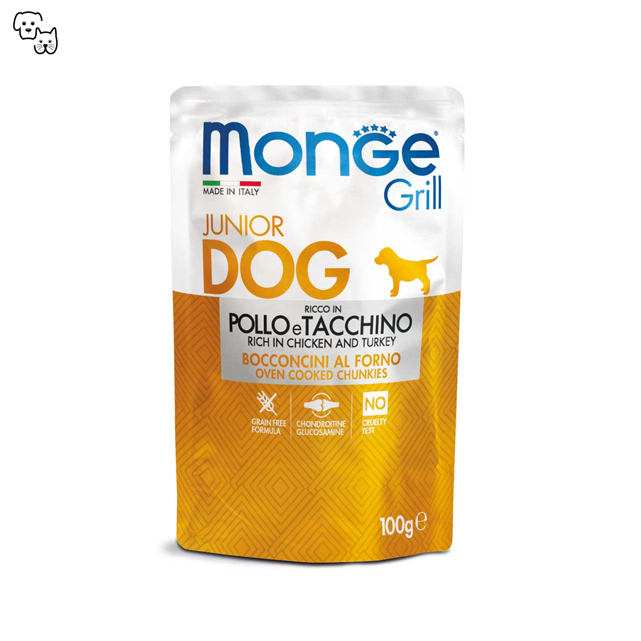 Monge Grill Junior Wet Dog Food – Chunkies – Chicken & Turkey 100g
