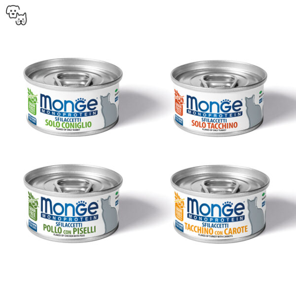 Monge Monoprotein Flakes Wet Cat Food – Chicken with Peas 80g