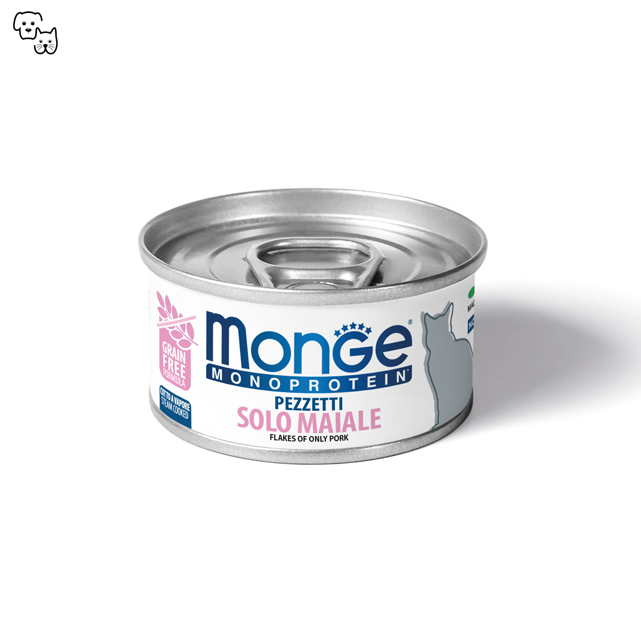 Monge Monoprotein Flakes Wet Cat Food – Solo Pork 80g