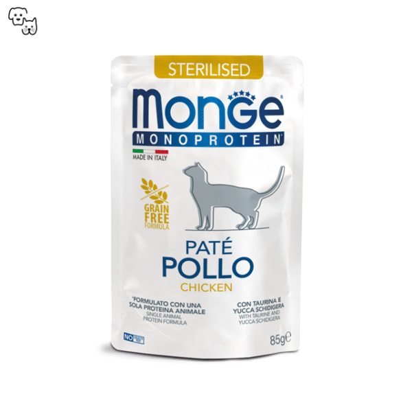 Monge Monoprotein Pate Sterilized Wet Cat Food – Chicken 85g