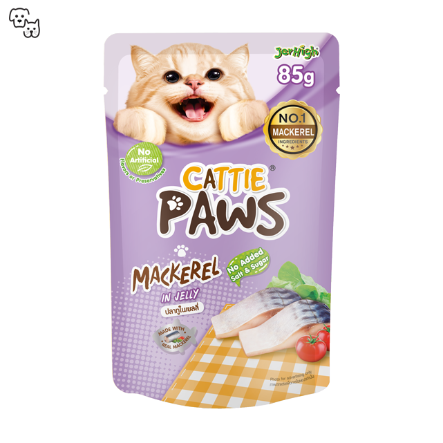 Cattie Paws Wet Food Red Meat Pouch – Mackerel in Jelly 85g