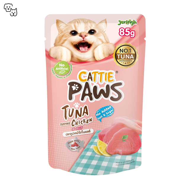 Cattie Paws Wet Food Red Meat Pouch – Tuna Topping Chicken in Jelly 85g