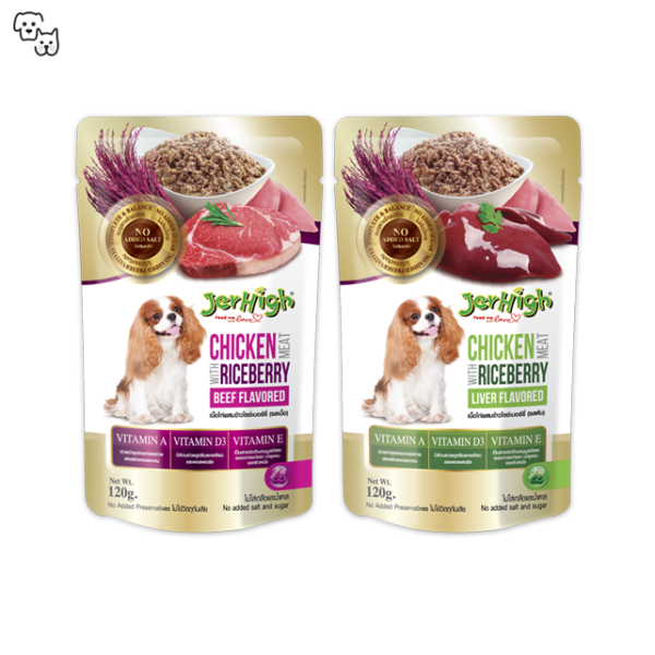 Jerhigh Wet Dog Food Chicken Meat with Riceberry – Liver Flavored 120g