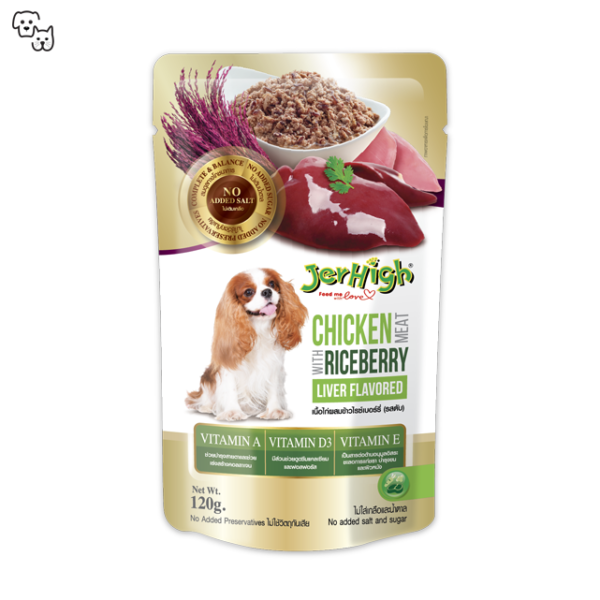 Jerhigh Wet Dog Food Chicken Meat with Riceberry – Liver Flavored 120g