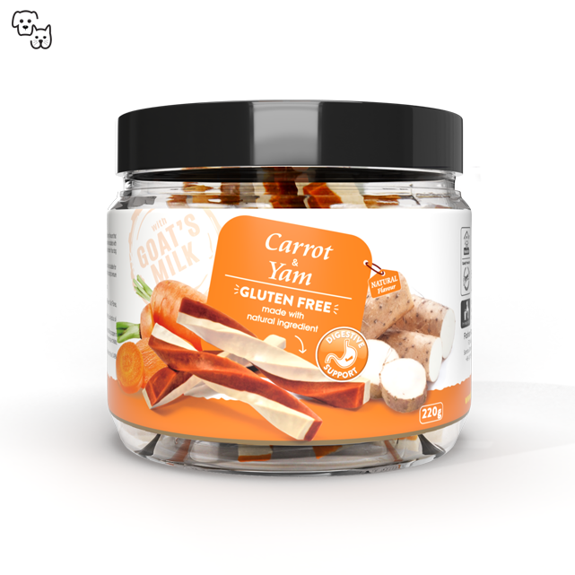 Howbone Dog Treat 2-in-1 Nutri Twist Stick - Goat's Milk + Carrot & Yam 220g