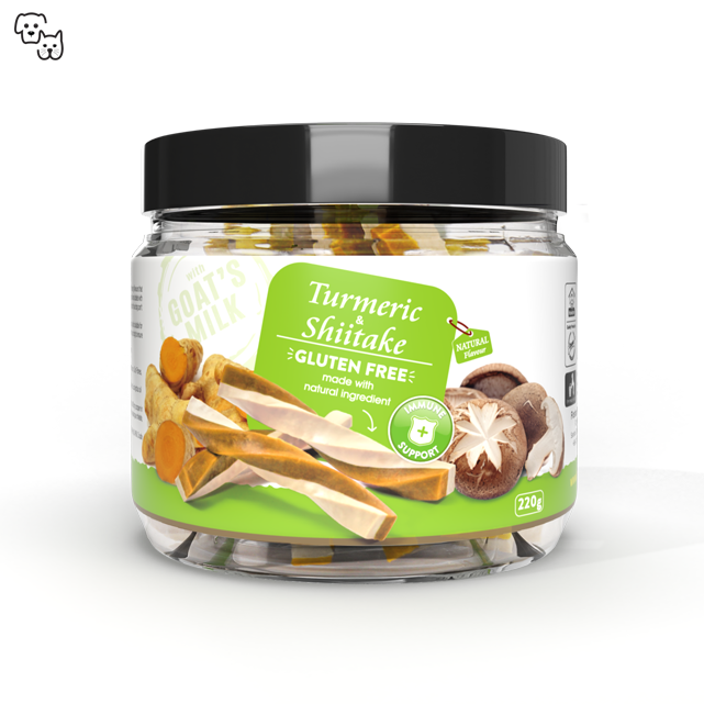 Howbone Dog Treat 2-in-1 Nutri Twist Stick – Goat’s Milk + Turmeric & Shiitake 220g
