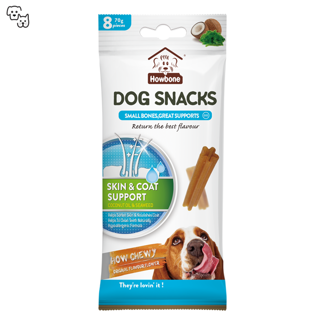 Howbone How Chewy Dog Snacks – Coconut Oil and Seaweed – Skin & Coat Support 70g