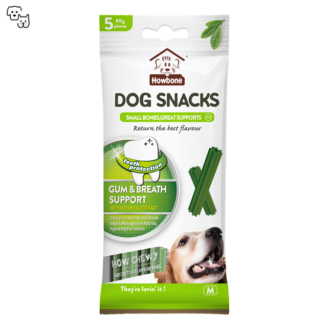 Howbone How Chewy Dog Snacks – Green Tea – Gums & Breath Support 80g