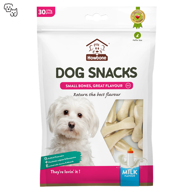 Howbone Small Bone Dog Snacks 30pcs - Milk 270g