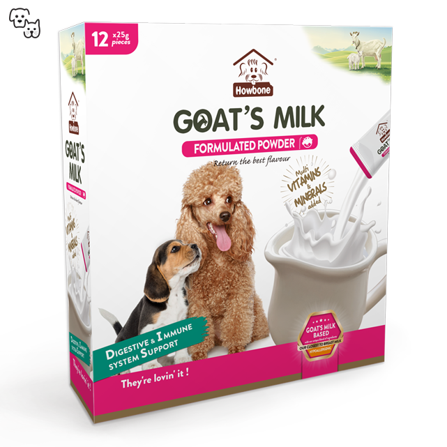Howbone Puppy & Senior Dog Formulated Goat's Milk Powder 300g (12 packets)
