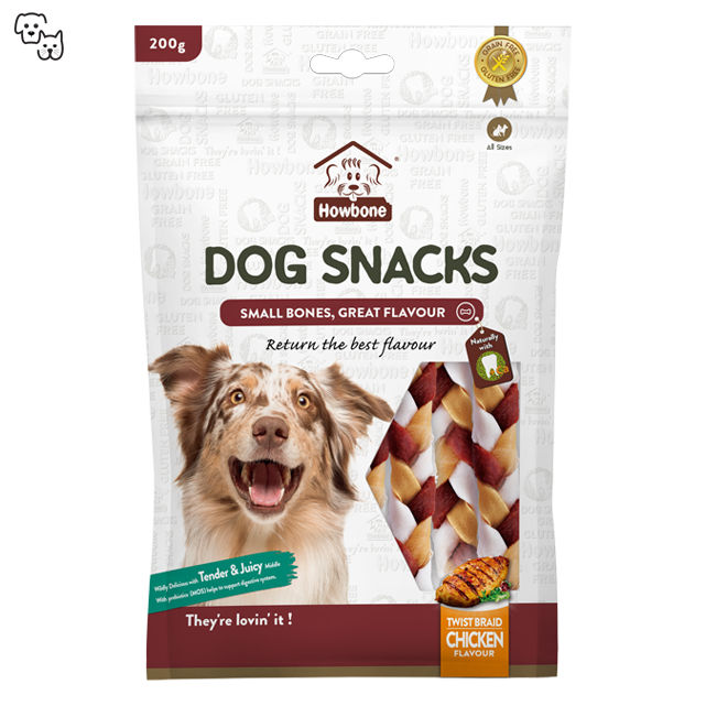 Howbone Dog Snacks Twist Braid - Chicken Flavour 200g